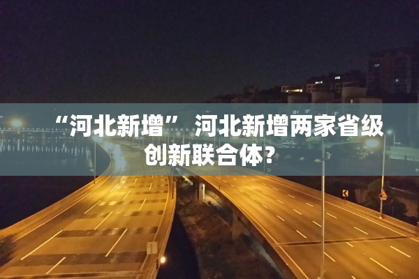“河北新增” 河北新增两家省级创新联合体？