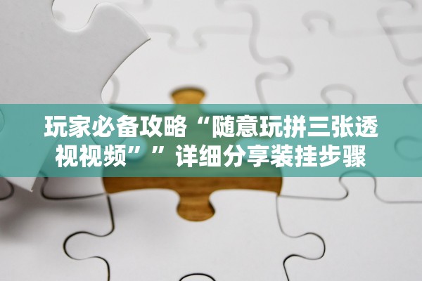 玩家必备攻略“随意玩拼三张透视视频”	”详细分享装挂步骤