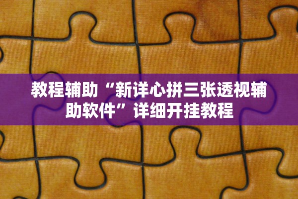 教程辅助“新详心拼三张透视辅助软件	”详细开挂教程