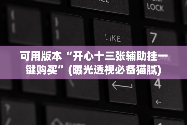 可用版本“开心十三张辅助挂一键购买”(曝光透视必备猫腻)