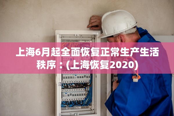 上海6月起全面恢复正常生产生活秩序︰(上海恢复2020) 上海6月起全面恢复正常生产生活秩序︰(上海恢复2020)