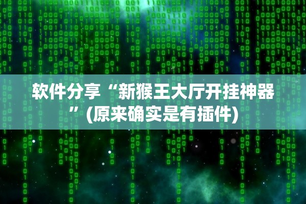软件分享“新猴王大厅开挂神器”(原来确实是有插件)