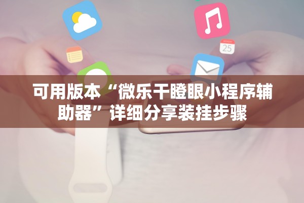 可用版本“微乐干瞪眼小程序辅助器”详细分享装挂步骤