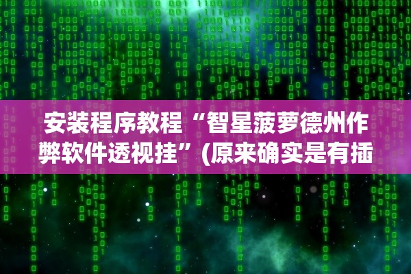 安装程序教程“智星菠萝德州作弊软件透视挂”(原来确实是有插件)