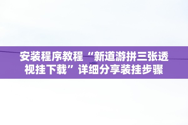 安装程序教程“新道游拼三张透视挂下载”详细分享装挂步骤