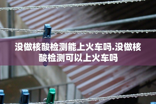 没做核酸检测能上火车吗.没做核酸检测可以上火车吗