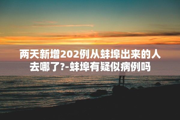 两天新增202例从蚌埠出来的人去哪了?-蚌埠有疑似病例吗 两天新增202例从蚌埠出来的人去哪了?-蚌埠有疑似病例吗