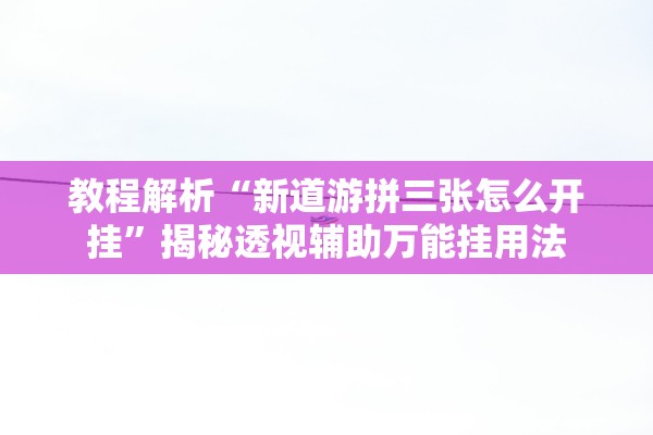教程解析“新道游拼三张怎么开挂”揭秘透视辅助万能挂用法