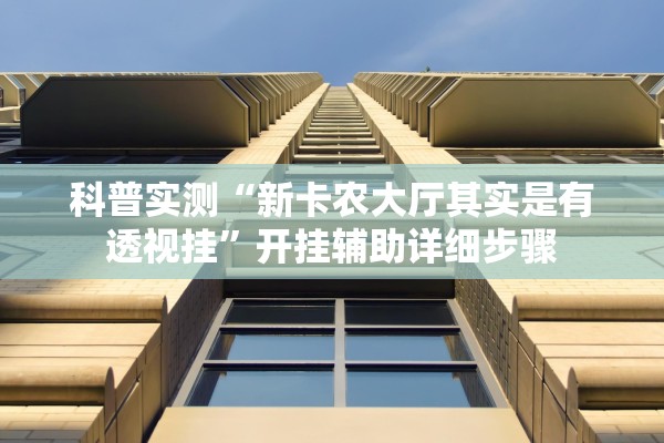 科普实测“新卡农大厅其实是有透视挂”开挂辅助详细步骤