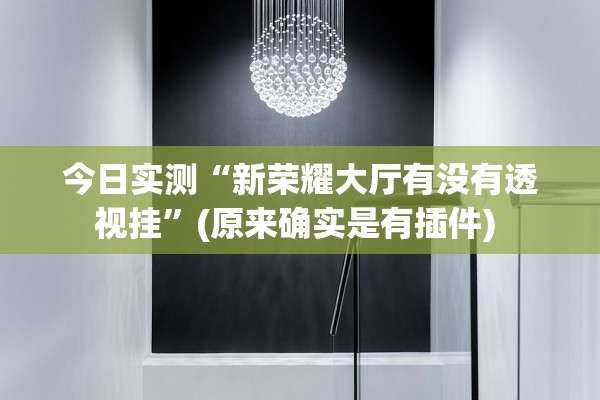 今日实测“新荣耀大厅有没有透视挂”(原来确实是有插件) 