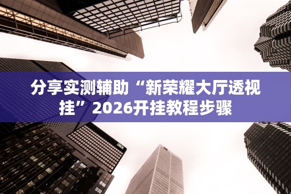 分享实测辅助“新荣耀大厅透视挂”2026开挂教程步骤