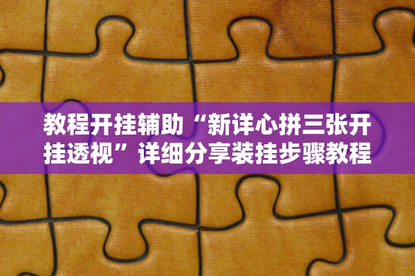 教程开挂辅助“新详心拼三张开挂透视”详细分享装挂步骤教程