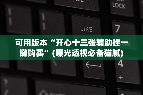 可用版本“开心十三张辅助挂一键购买”(曝光透视必备猫腻)