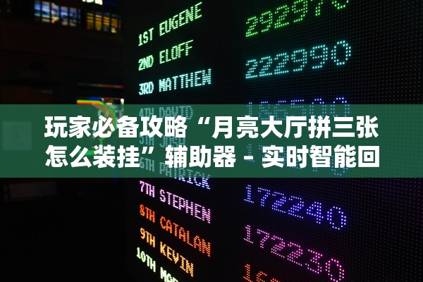 玩家必备攻略“月亮大厅拼三张怎么装挂”辅助器 – 实时智能回复