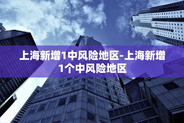 上海新增1中风险地区-上海新增1个中风险地区