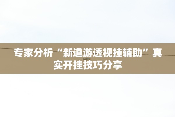 专家分析“新道游透视挂辅助”真实开挂技巧分享