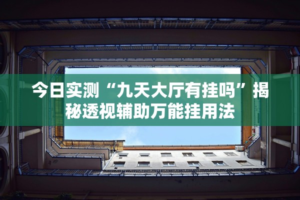 今日实测“九天大厅有挂吗”揭秘透视辅助万能挂用法