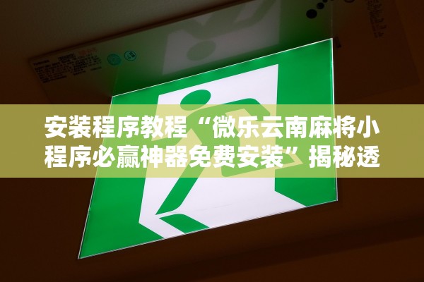 安装程序教程“微乐云南麻将小程序必赢神器免费安装”揭秘透视辅助万能挂用法