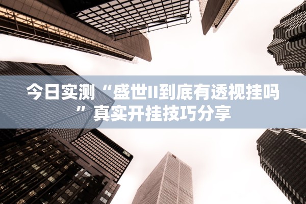 今日实测“盛世II到底有透视挂吗”真实开挂技巧分享