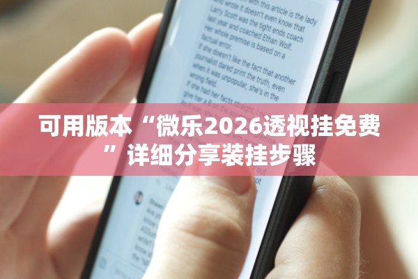 可用版本“微乐2026透视挂免费”详细分享装挂步骤