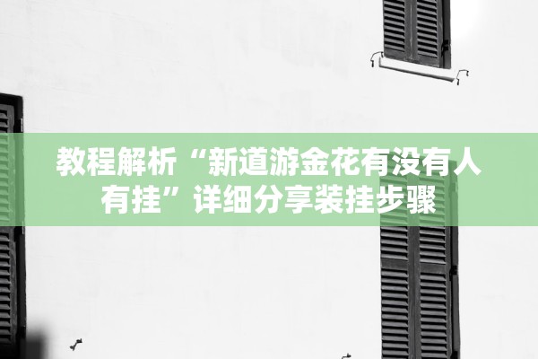 教程解析“新道游金花有没有人有挂”详细分享装挂步骤