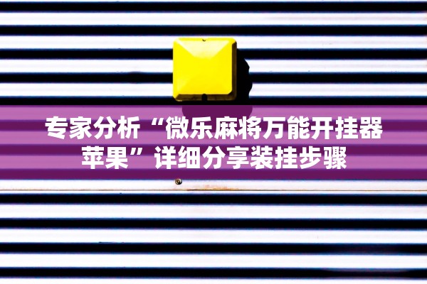 专家分析“微乐麻将万能开挂器苹果”详细分享装挂步骤
