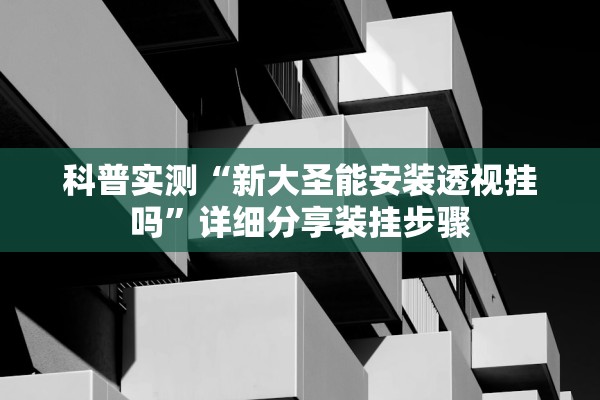科普实测“新大圣能安装透视挂吗”详细分享装挂步骤