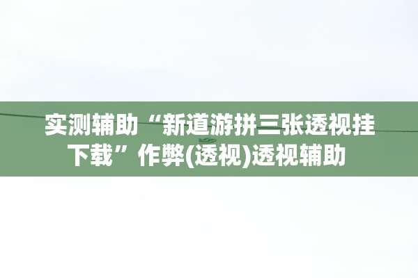 实测辅助“新道游拼三张透视挂下载”作弊(透视)透视辅助 