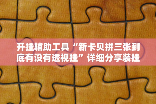开挂辅助工具“新卡贝拼三张到底有没有透视挂”详细分享装挂步骤教程