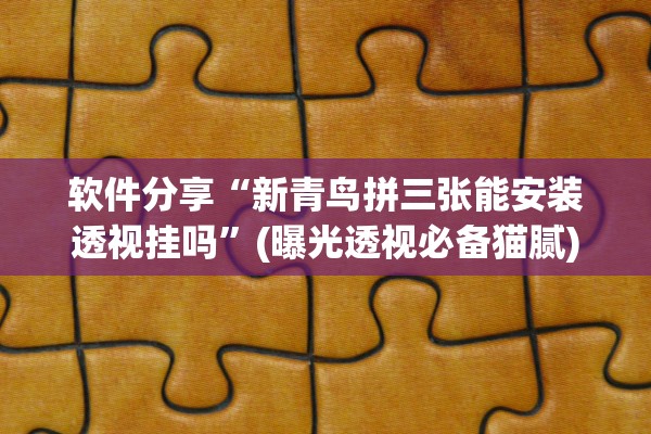 软件分享“新青鸟拼三张能安装透视挂吗”(曝光透视必备猫腻)