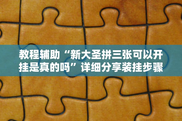 教程辅助“新大圣拼三张可以开挂是真的吗”详细分享装挂步骤教程