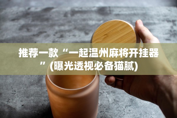 推荐一款“一起温州麻将开挂器	”(曝光透视必备猫腻)
