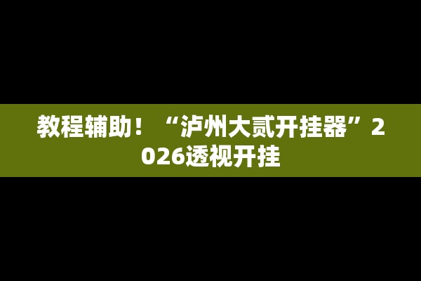 教程辅助！“泸州大贰开挂器”2026透视开挂