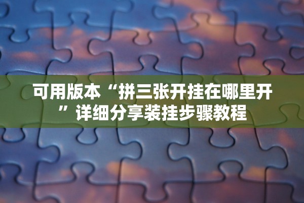 可用版本“拼三张开挂在哪里开”详细分享装挂步骤教程