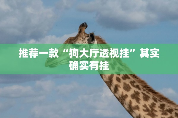 推荐一款“狗大厅透视挂”其实确实有挂