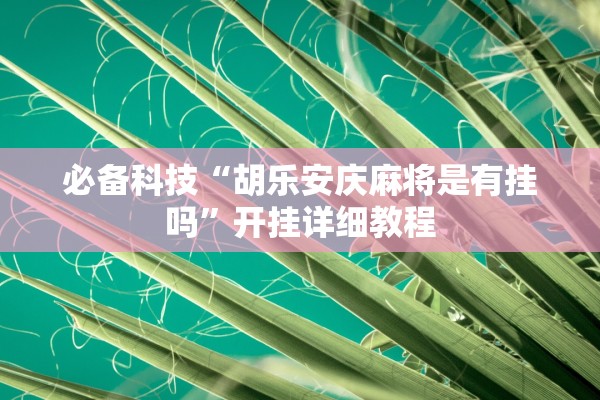 必备科技“胡乐安庆麻将是有挂吗”开挂详细教程