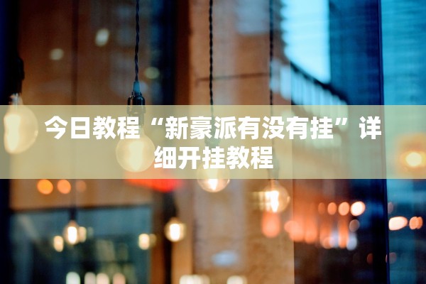 今日教程“新豪派有没有挂”详细开挂教程