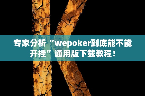专家分析“wepoker到底能不能开挂”通用版下载教程！