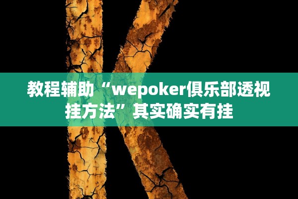 教程辅助“wepoker俱乐部透视挂方法	”其实确实有挂