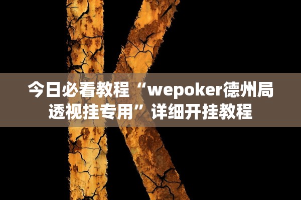 今日必看教程“wepoker德州局透视挂专用”详细开挂教程