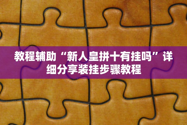 教程辅助“新人皇拼十有挂吗	”详细分享装挂步骤教程