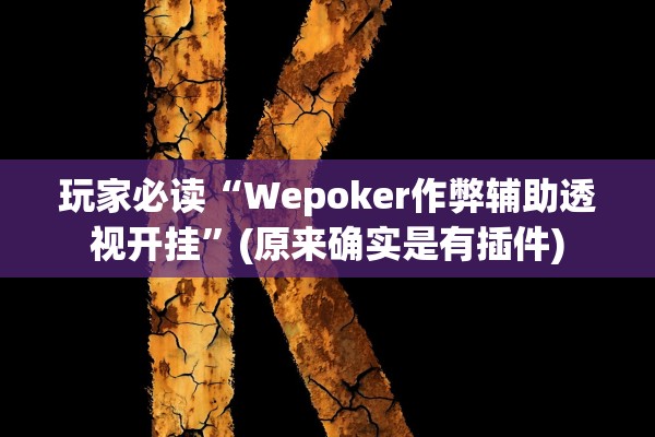 玩家必读“Wepoker作弊辅助透视开挂”(原来确实是有插件)
