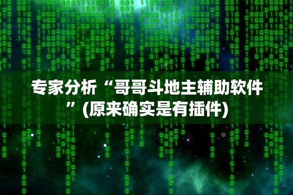 专家分析“哥哥斗地主辅助软件	”(原来确实是有插件)