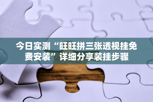 今日实测“旺旺拼三张透视挂免费安装	”详细分享装挂步骤