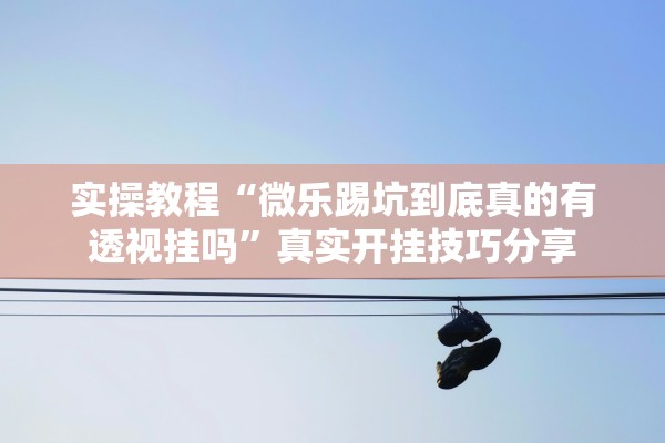 实操教程“微乐踢坑到底真的有透视挂吗	”真实开挂技巧分享