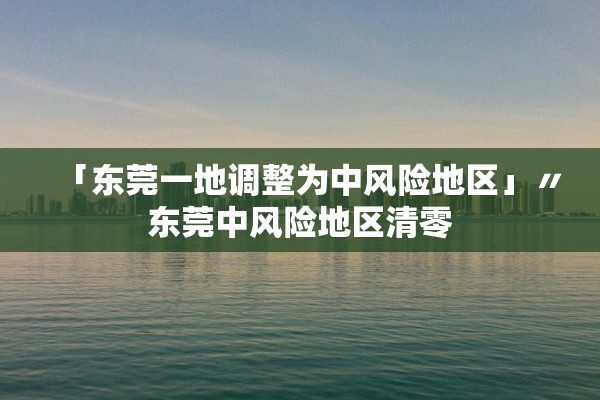 「东莞一地调整为中风险地区」〃东莞中风险地区清零