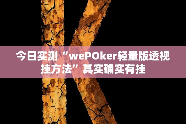 今日实测“wePOker轻量版透视挂方法”其实确实有挂