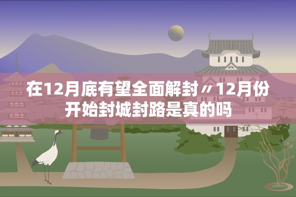 在12月底有望全面解封〃12月份开始封城封路是真的吗