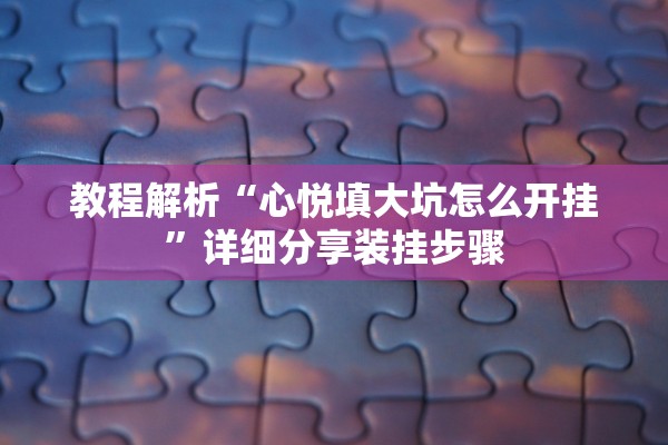 教程解析“心悦填大坑怎么开挂”详细分享装挂步骤