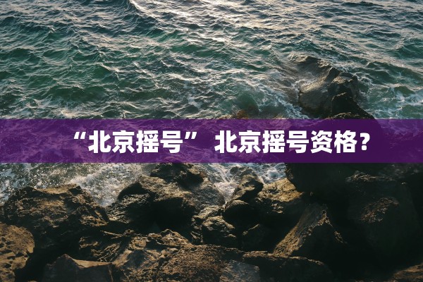 “北京摇号” 北京摇号资格？